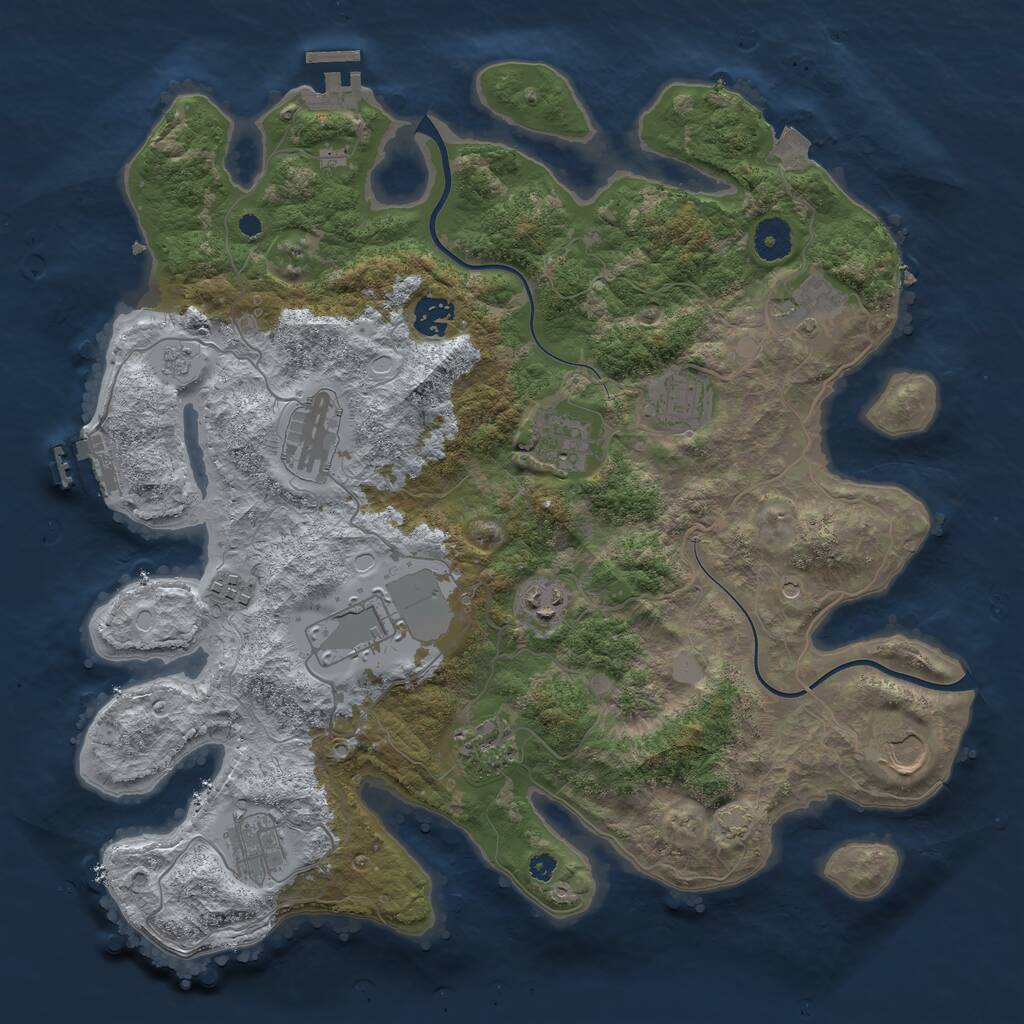 Rust Map: Procedural Map, Size: 3800, Seed: 13974933, 17 Monuments