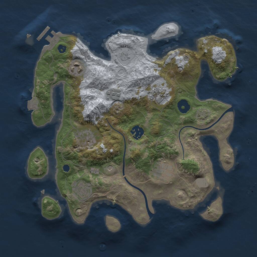 Rust Map: Procedural Map, Size: 3000, Seed: 1346607897, 12 Monuments