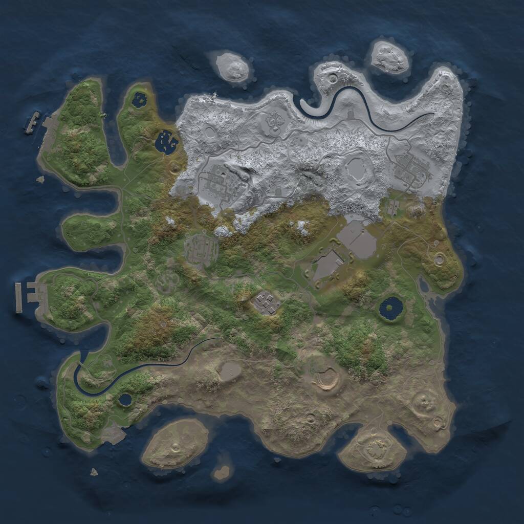 Rust Map: Procedural Map, Size: 3500, Seed: 1130156720, 12 Monuments