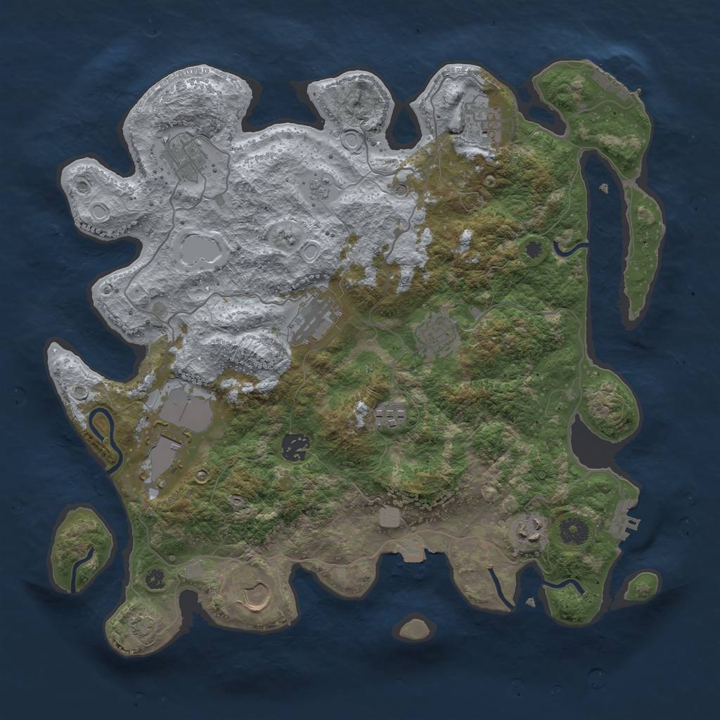 Rust Map: Procedural Map, Size: 3750, Seed: 71696913, 17 Monuments