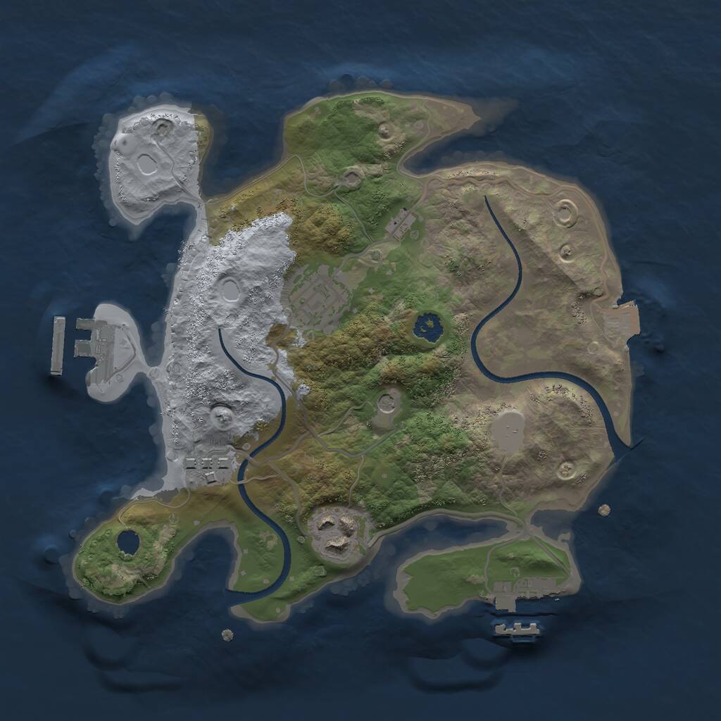 Rust Map: Procedural Map, Size: 2500, Seed: 951995794, 7 Monuments