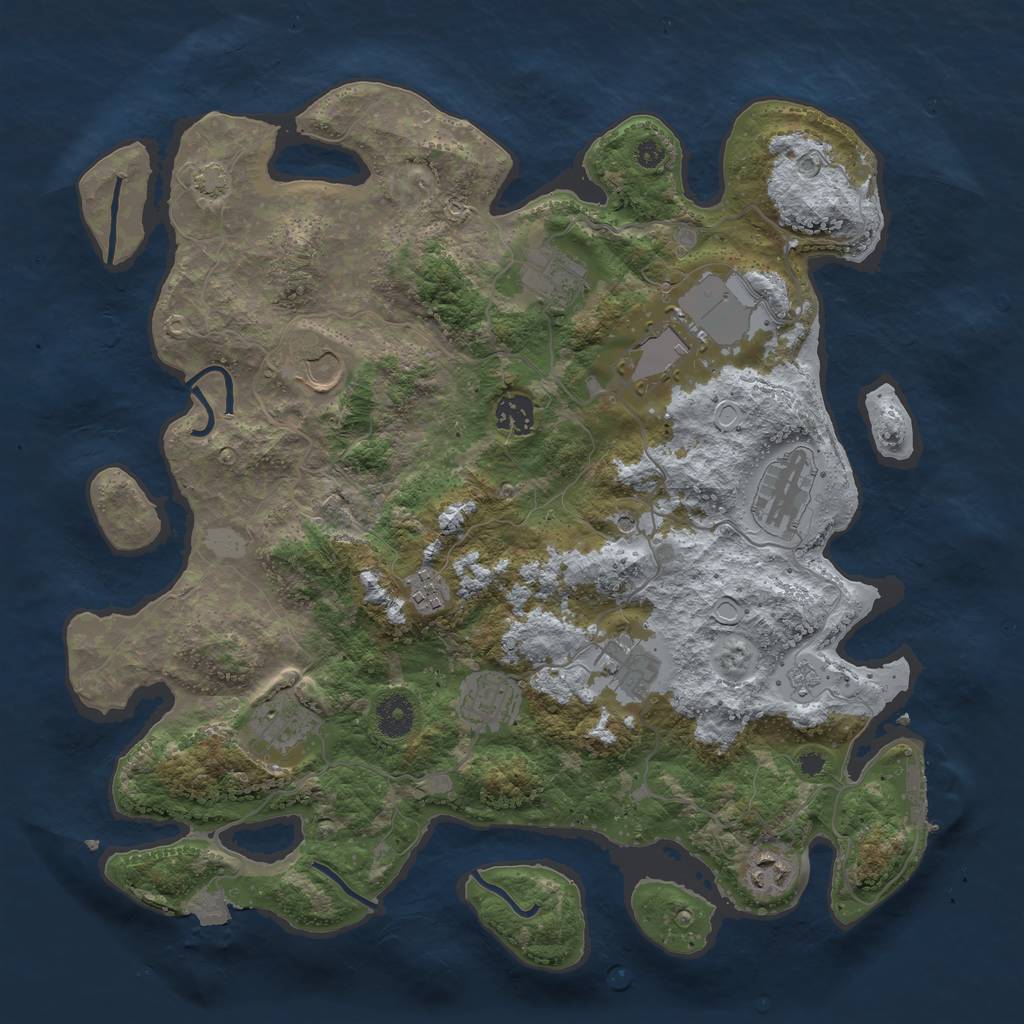 Rust Map: Procedural Map, Size: 3800, Seed: 38687311, 17 Monuments