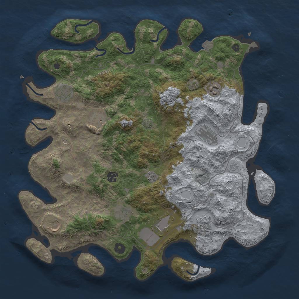 Rust Map: Procedural Map, Size: 4100, Seed: 28203280, 16 Monuments