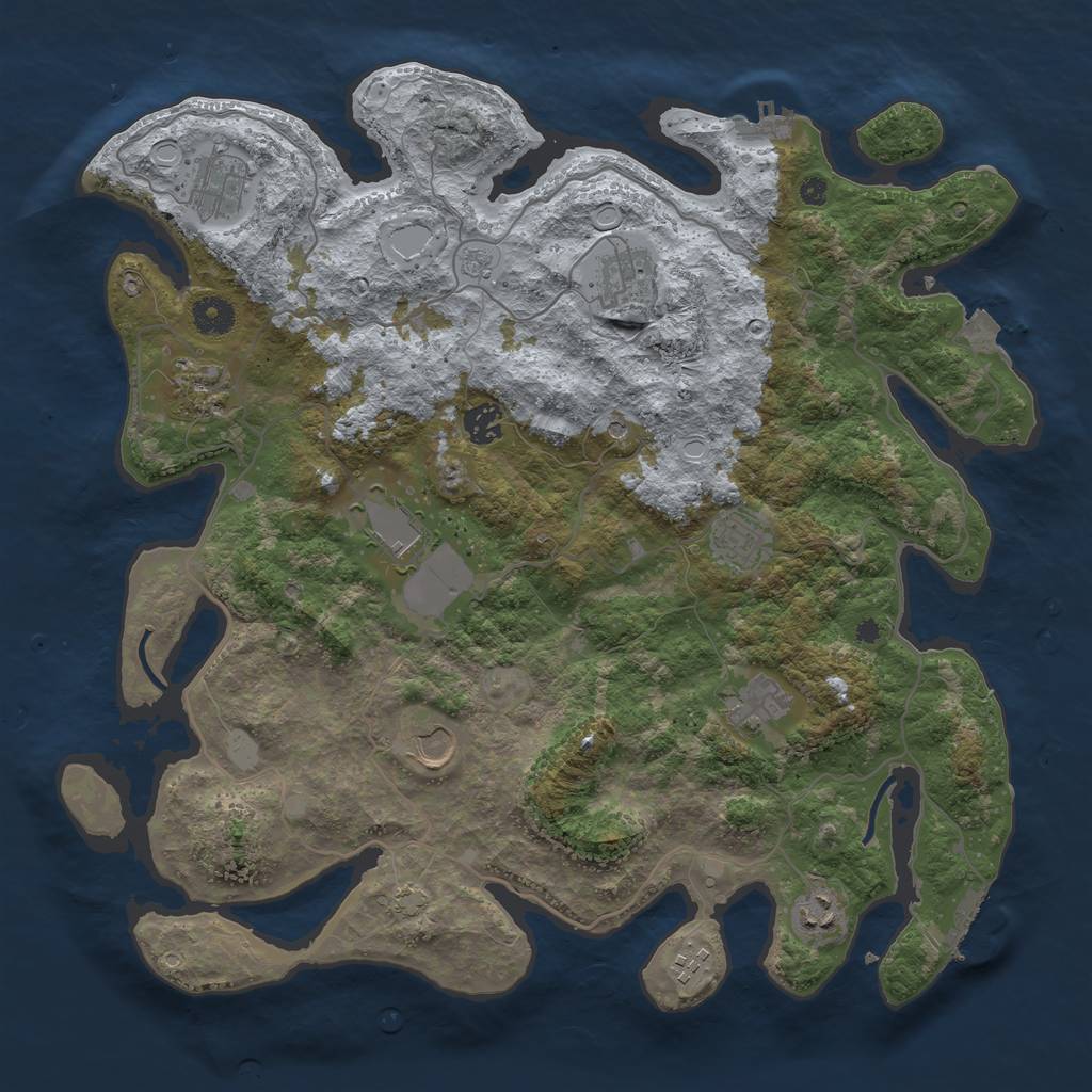 Rust Map: Procedural Map, Size: 4000, Seed: 1878419025, 18 Monuments