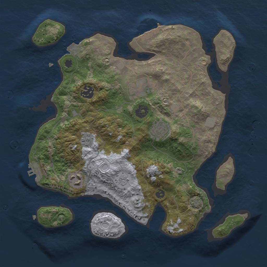 Rust Map: Procedural Map, Size: 3000, Seed: 21163, 12 Monuments