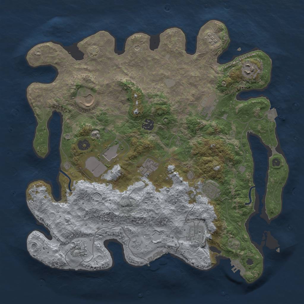 Rust Map: Procedural Map, Size: 3800, Seed: 46724080, 18 Monuments