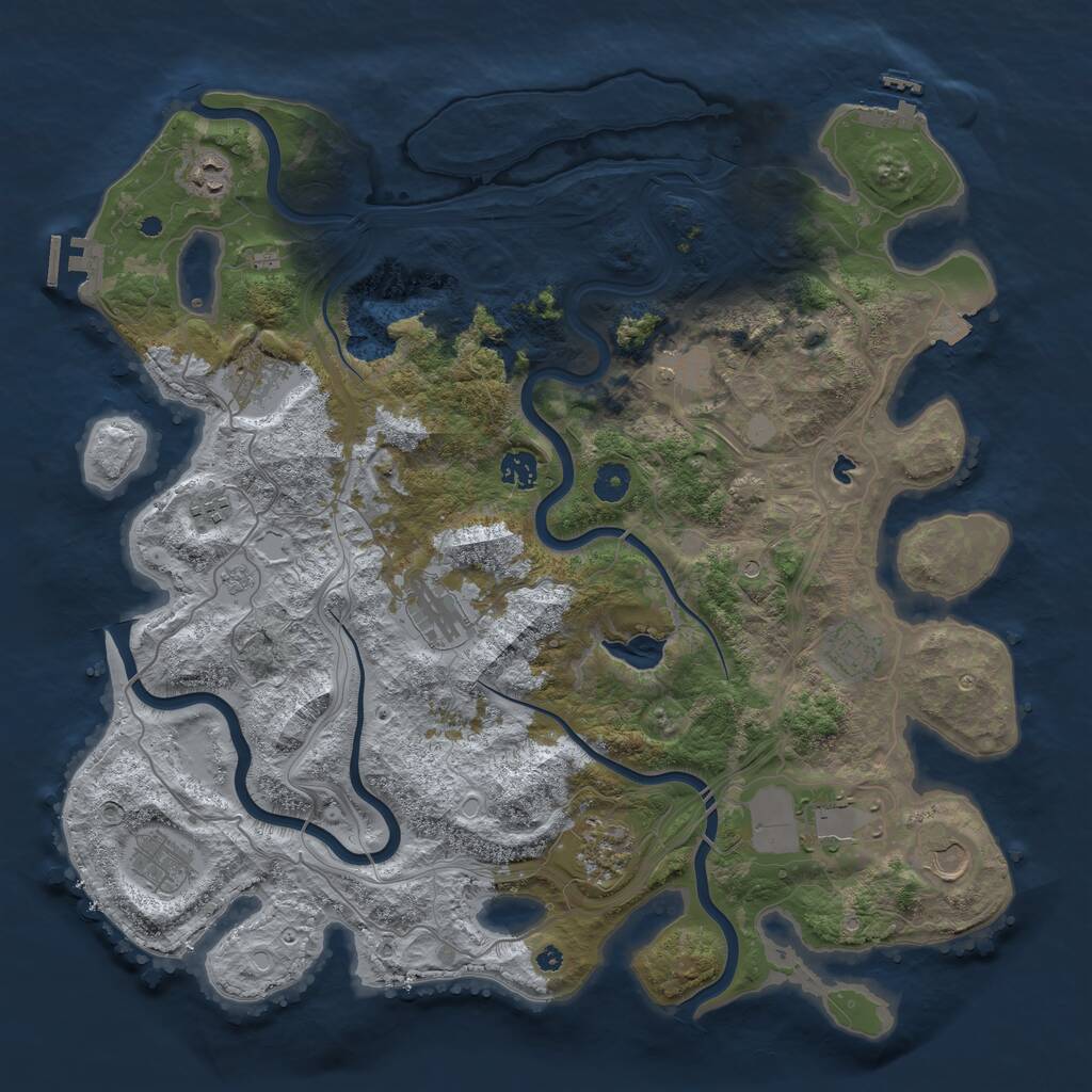 Rust Map: Procedural Map, Size: 4300, Seed: 18935848, 17 Monuments