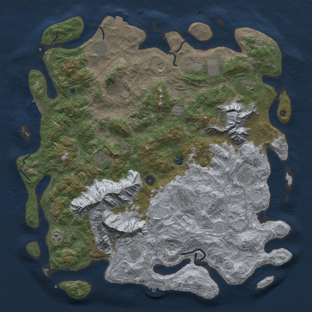Rust Map: Procedural Map, Size: 5000, Seed: 1080459428, 19 Monuments