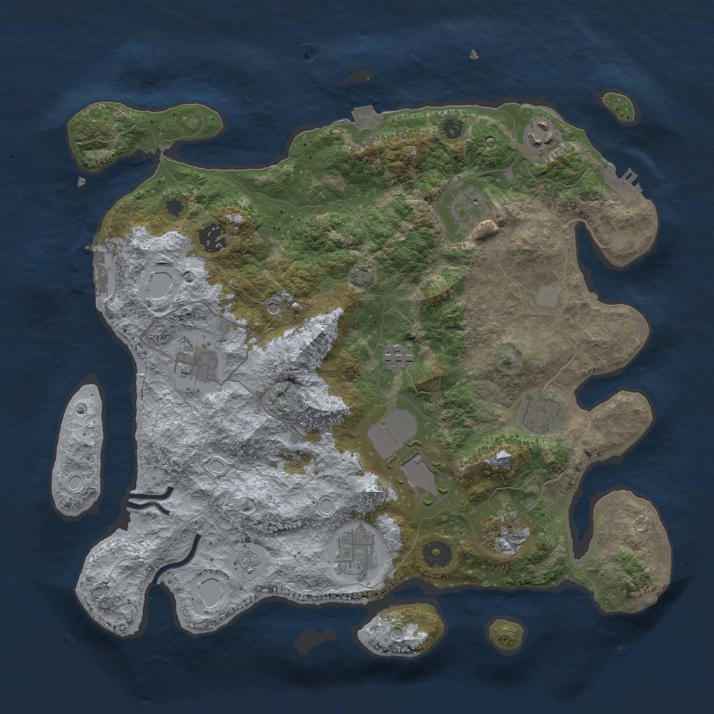 Rust Map: Procedural Map, Size: 3750, Seed: 1355331027, 17 Monuments