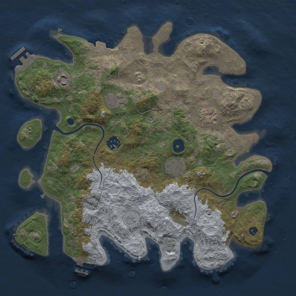 Rust Map: Procedural Map, Size: 3450, Seed: 62185931, 12 Monuments