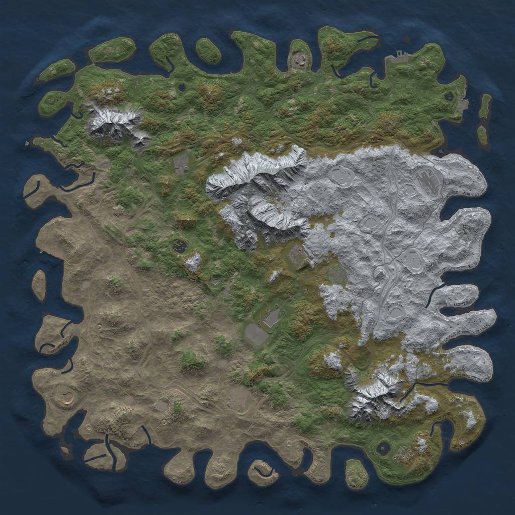 Rust Map: Procedural Map, Size: 6000, Seed: 570258355, 19 Monuments