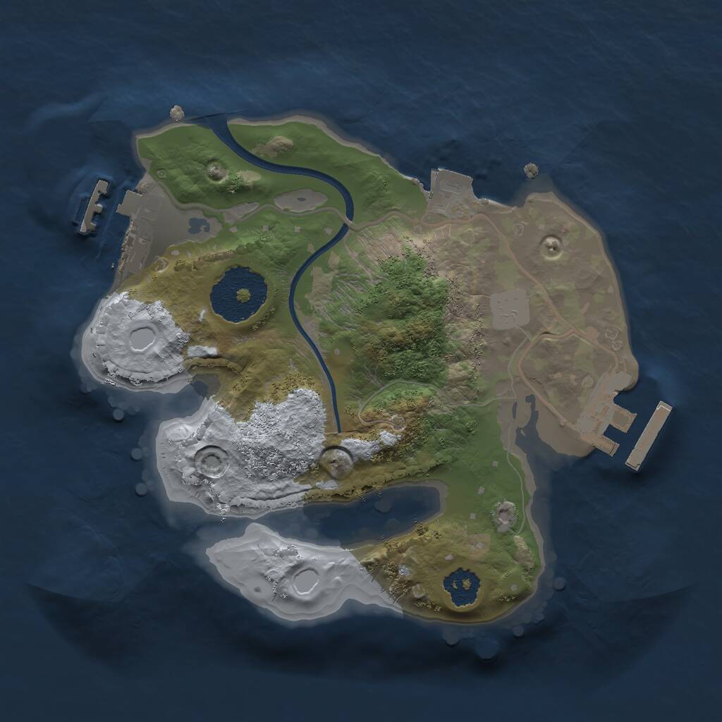 Rust Map: Procedural Map, Size: 2000, Seed: 3790, 3 Monuments