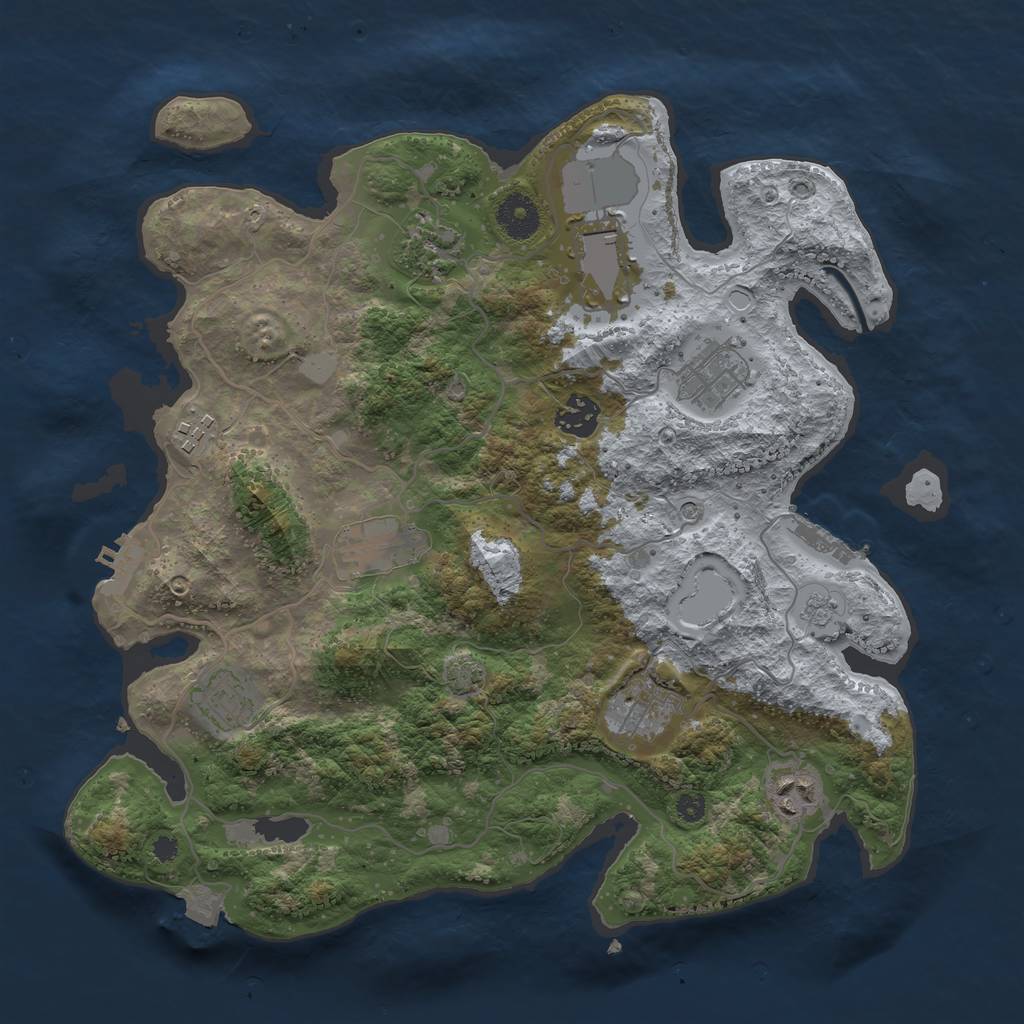 Rust Map: Procedural Map, Size: 3550, Seed: 92749364, 17 Monuments