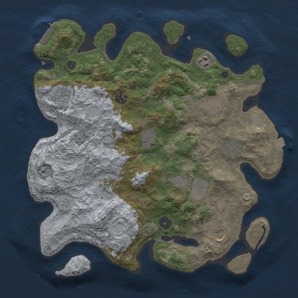 Rust Map: Procedural Map, Size: 3700, Seed: 42674243, 17 Monuments