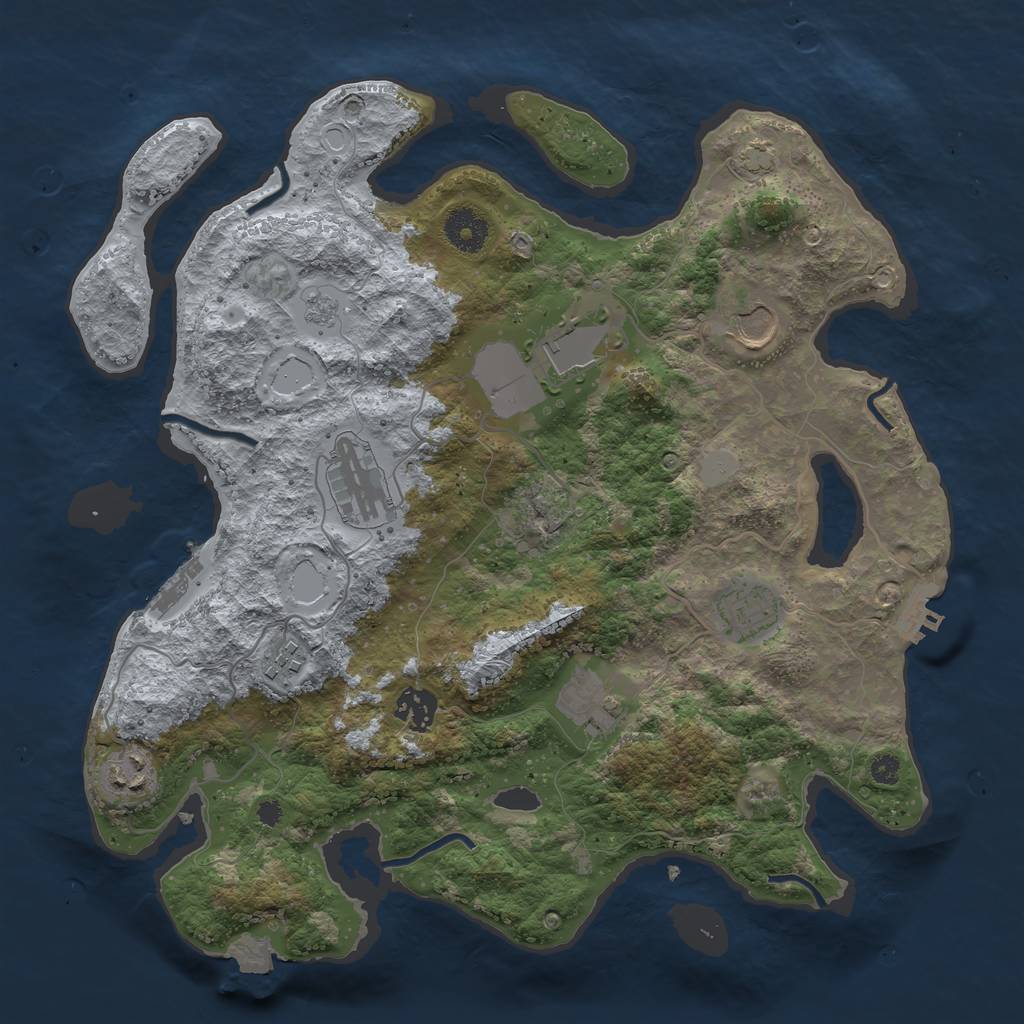 Rust Map: Procedural Map, Size: 3550, Seed: 34455464, 15 Monuments