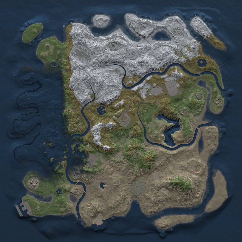 Rust Map: Procedural Map, Size: 4100, Seed: 75975925, 14 Monuments