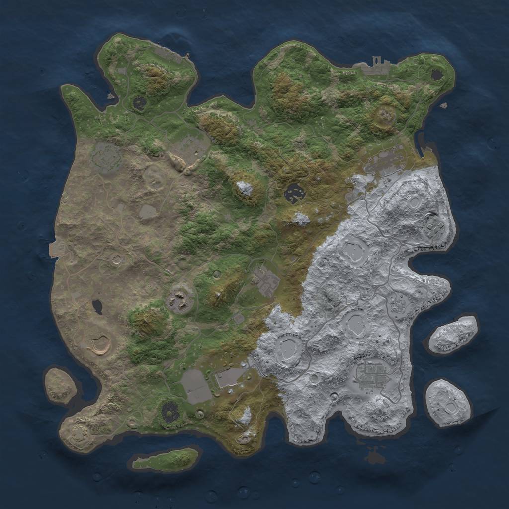 Rust Map: Procedural Map, Size: 3850, Seed: 99122272, 18 Monuments