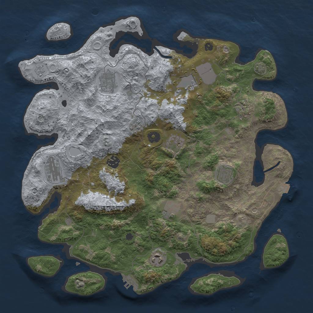 Rust Map: Procedural Map, Size: 3800, Seed: 88697958, 17 Monuments
