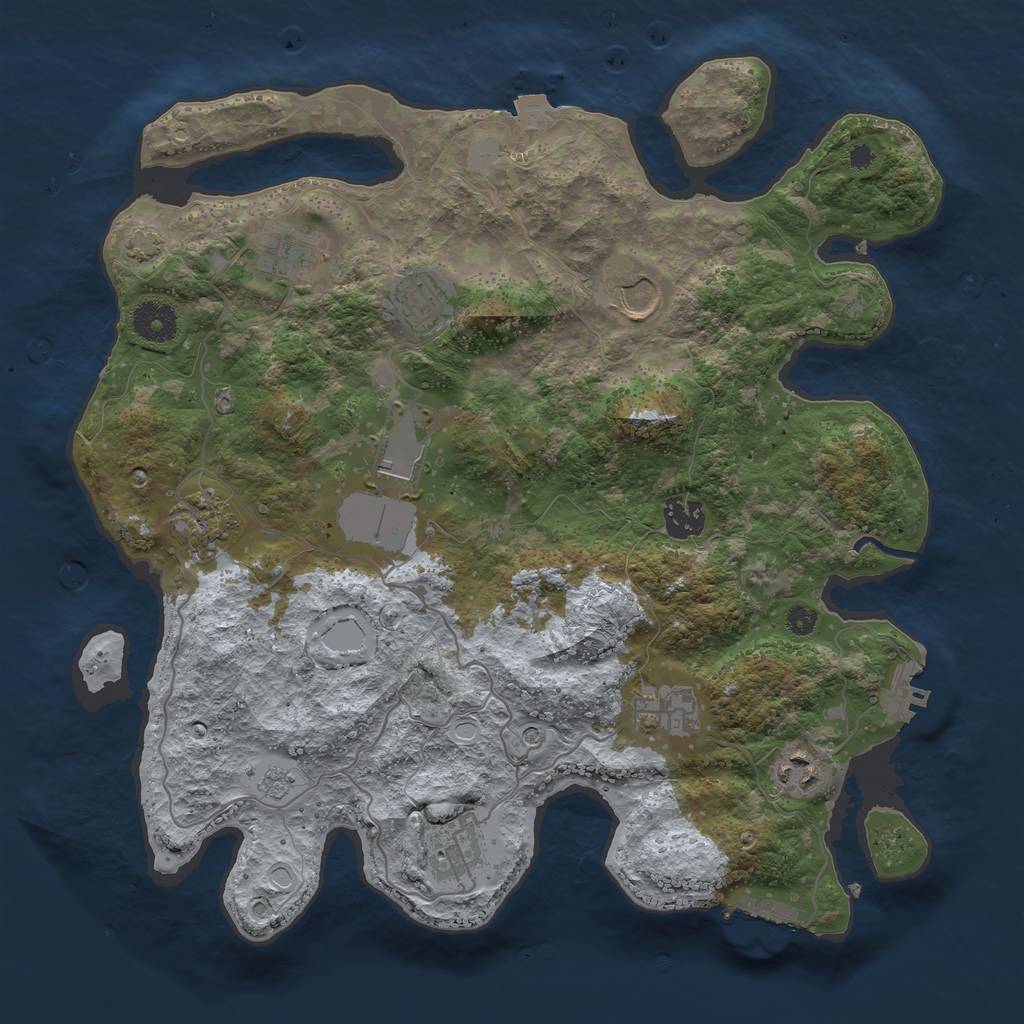 Rust Map: Procedural Map, Size: 3600, Seed: 6964149, 17 Monuments