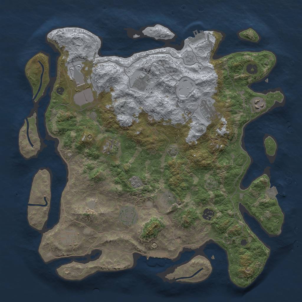 Rust Map: Procedural Map, Size: 4000, Seed: 1881895255, 18 Monuments