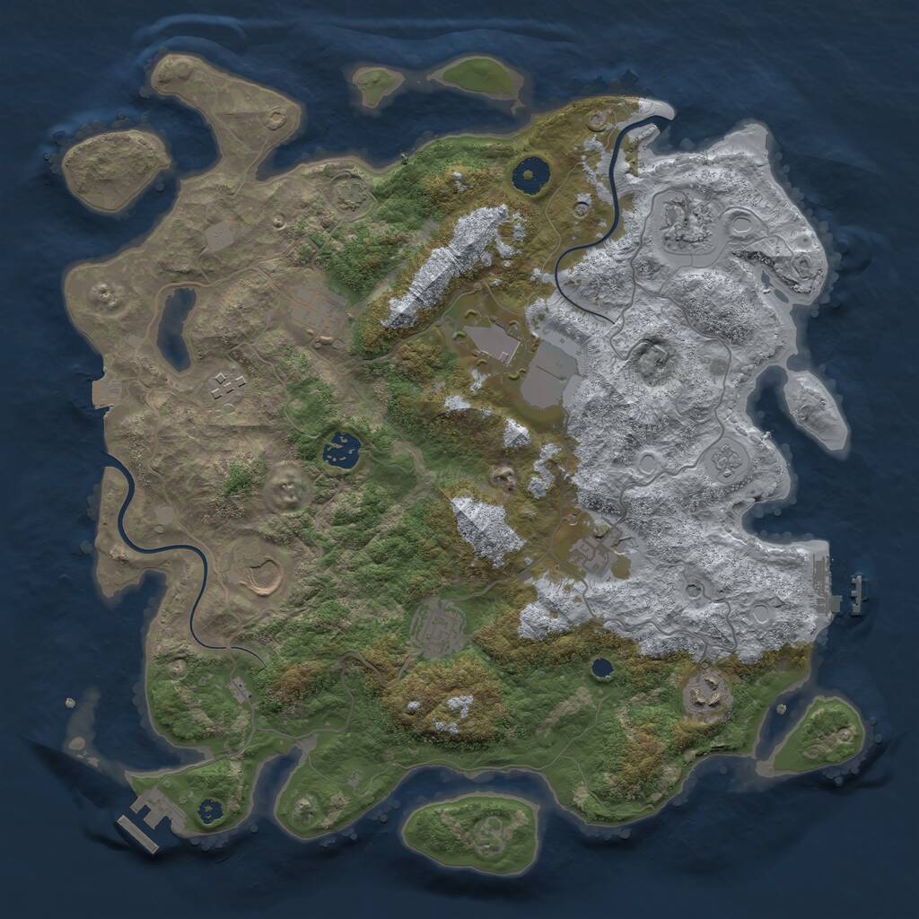 Rust Map: Procedural Map, Size: 3800, Seed: 319067, 15 Monuments