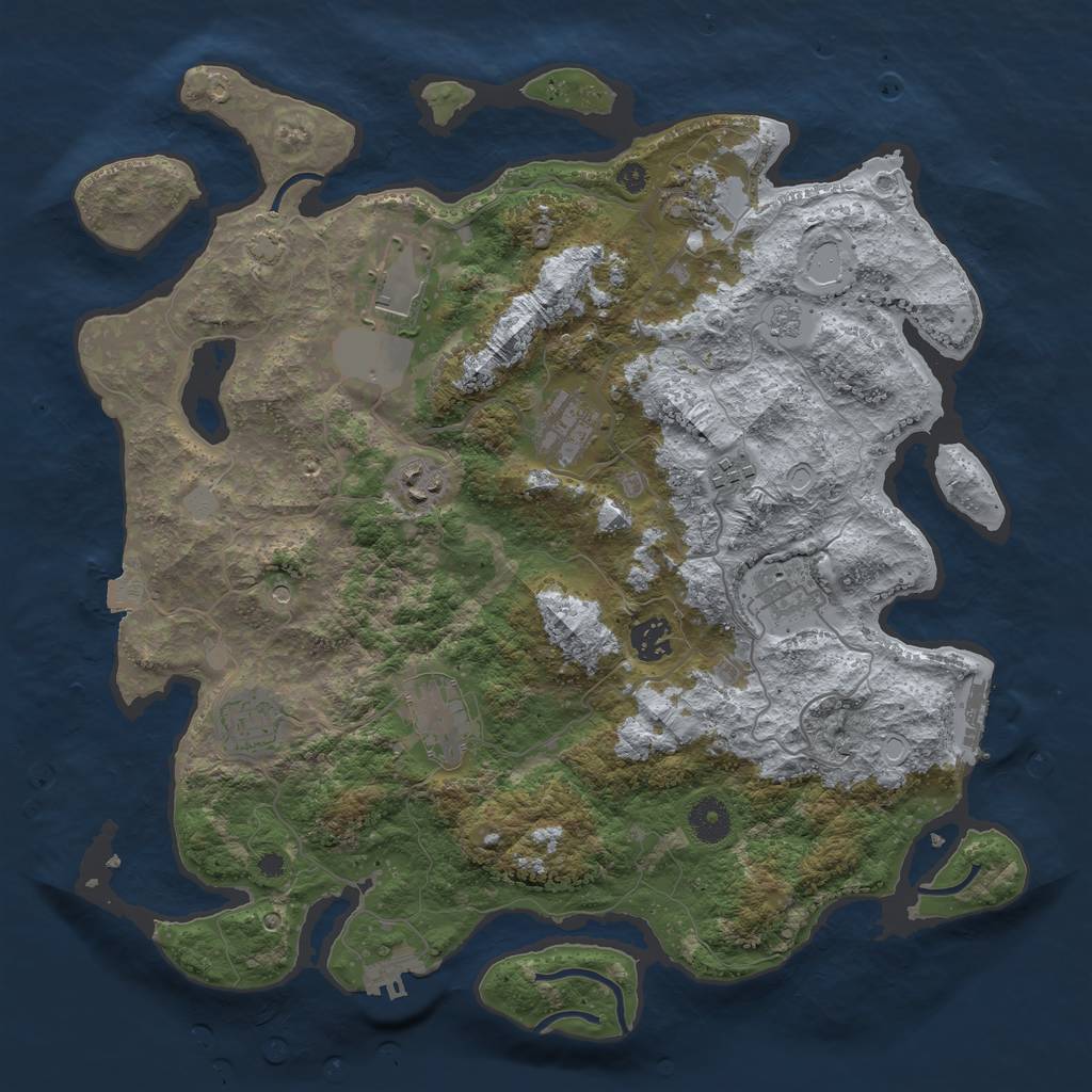 Rust Map: Procedural Map, Size: 3800, Seed: 319067, 17 Monuments