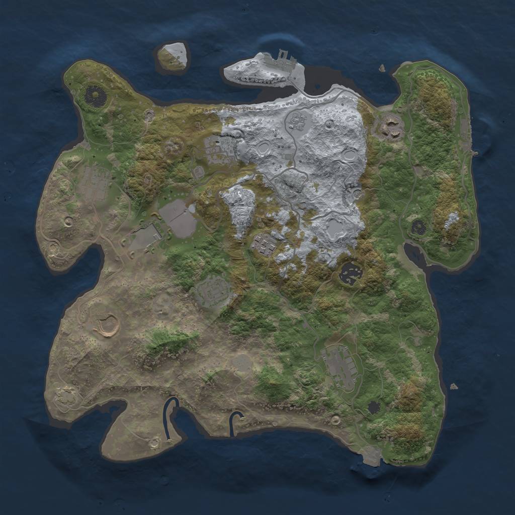 Rust Map: Procedural Map, Size: 3500, Seed: 413945067, 17 Monuments