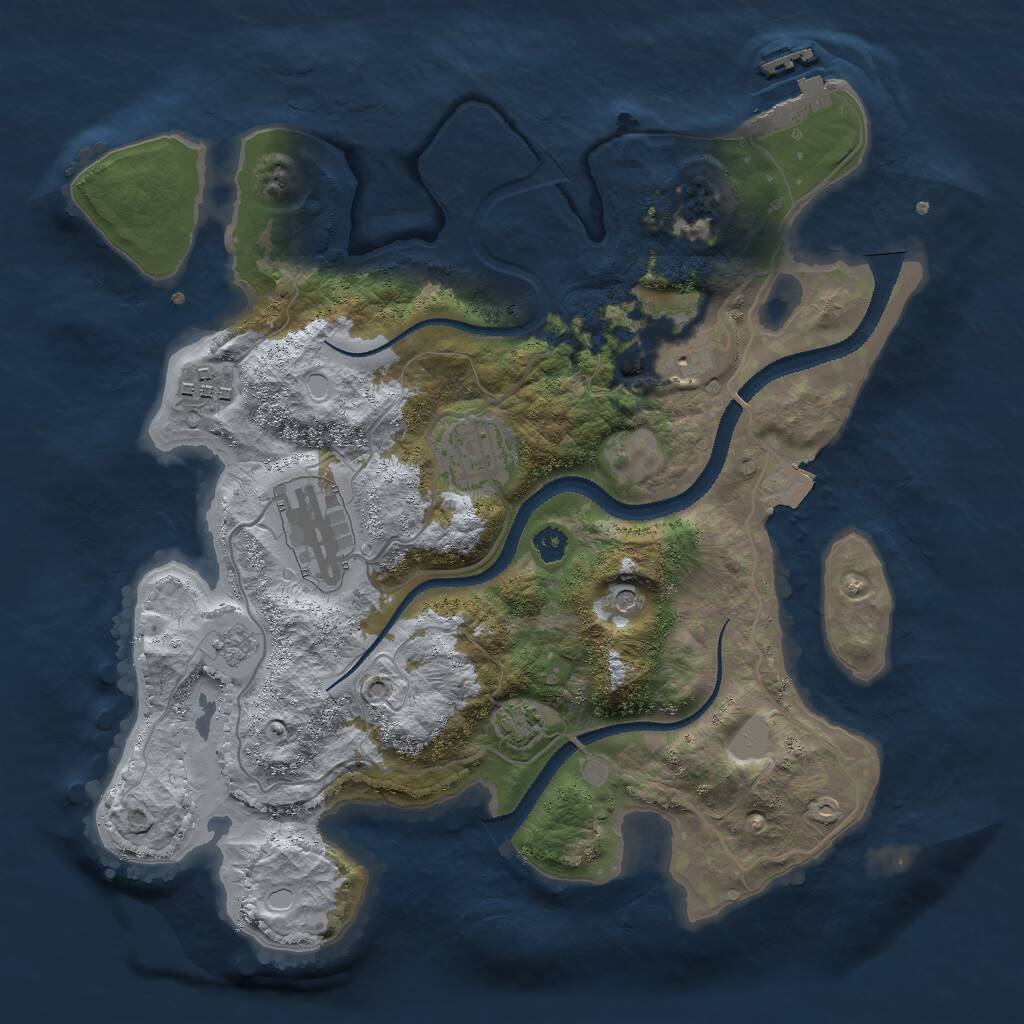 Rust Map: Procedural Map, Size: 3000, Seed: 1586676111, 9 Monuments