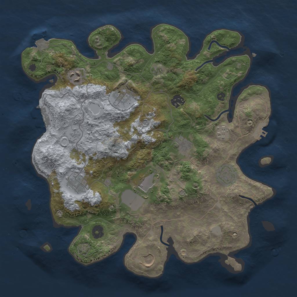 Rust Map: Procedural Map, Size: 3500, Seed: 83618266, 17 Monuments