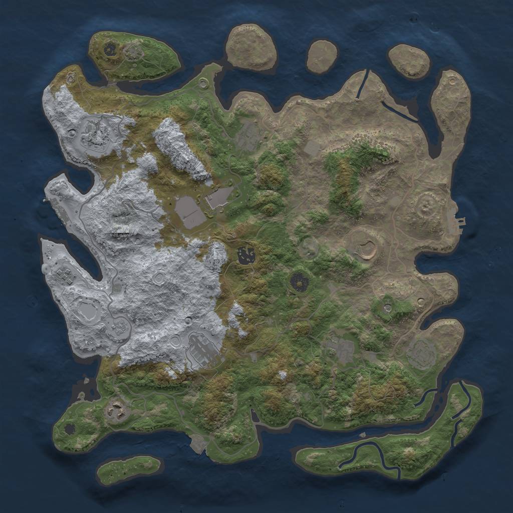 Rust Map: Procedural Map, Size: 4100, Seed: 93601858, 18 Monuments