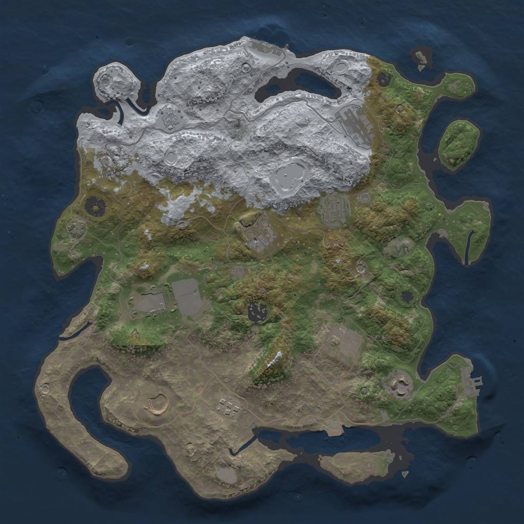 Rust Map: Procedural Map, Size: 3750, Seed: 89730601, 18 Monuments