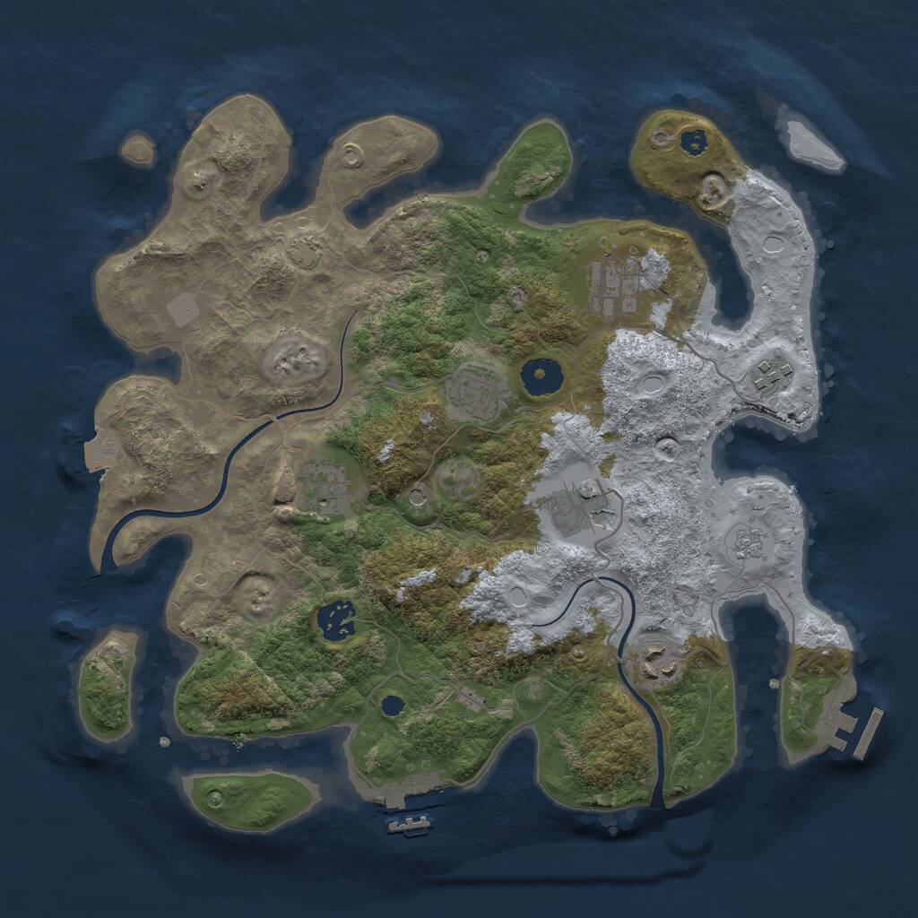 Rust Map: Procedural Map, Size: 3450, Seed: 98221374, 13 Monuments