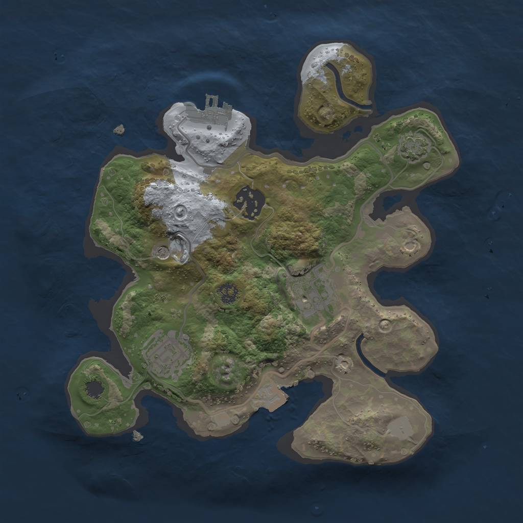 Rust Map: Procedural Map, Size: 2500, Seed: 1325757880, 9 Monuments
