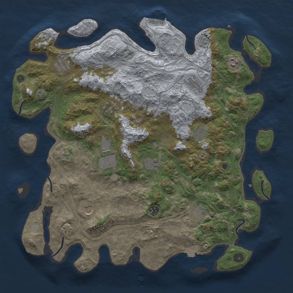 Rust Map: Procedural Map, Size: 4400, Seed: 21064440, 18 Monuments