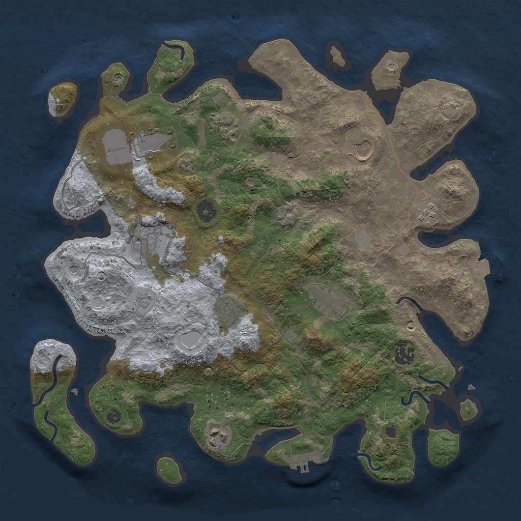 Rust Map: Procedural Map, Size: 3750, Seed: 38337292, 16 Monuments