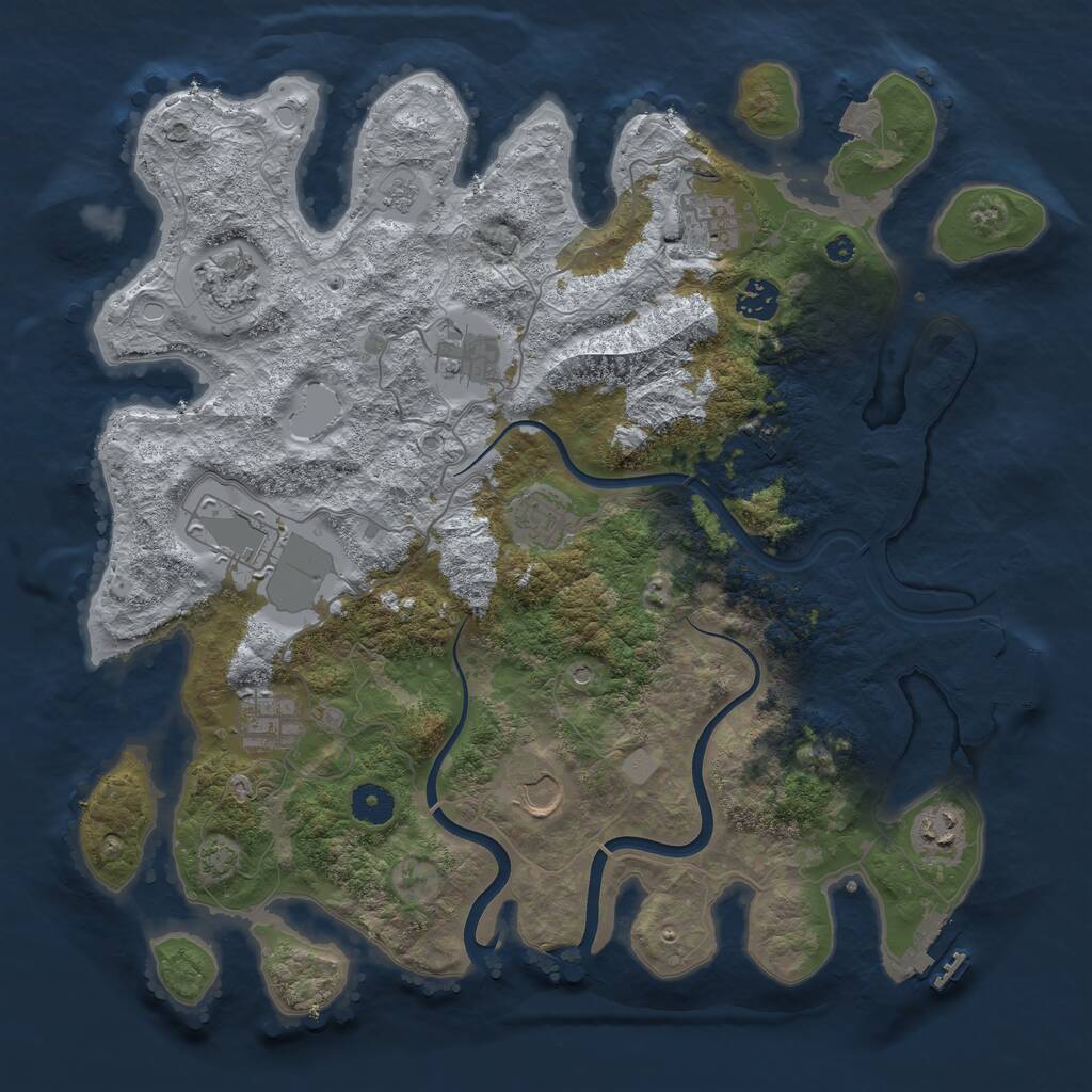 Rust Map: Procedural Map, Size: 3900, Seed: 83131262, 16 Monuments