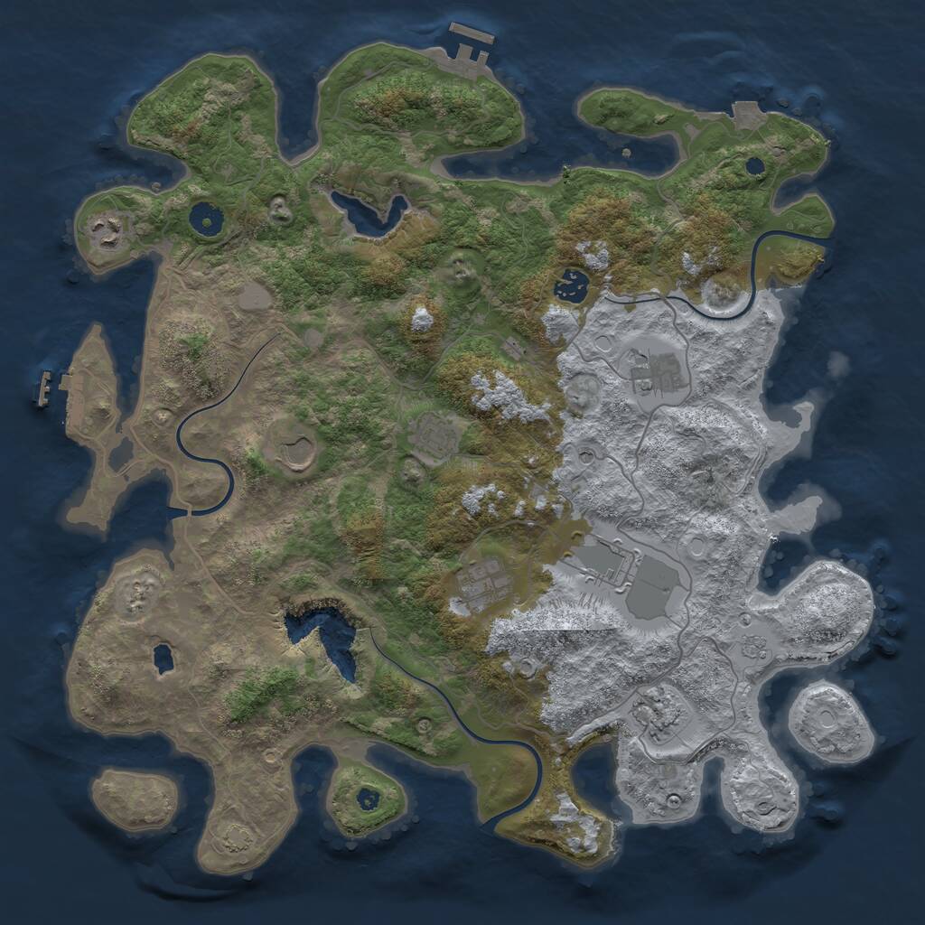 Rust Map: Procedural Map, Size: 4100, Seed: 53735397, 14 Monuments