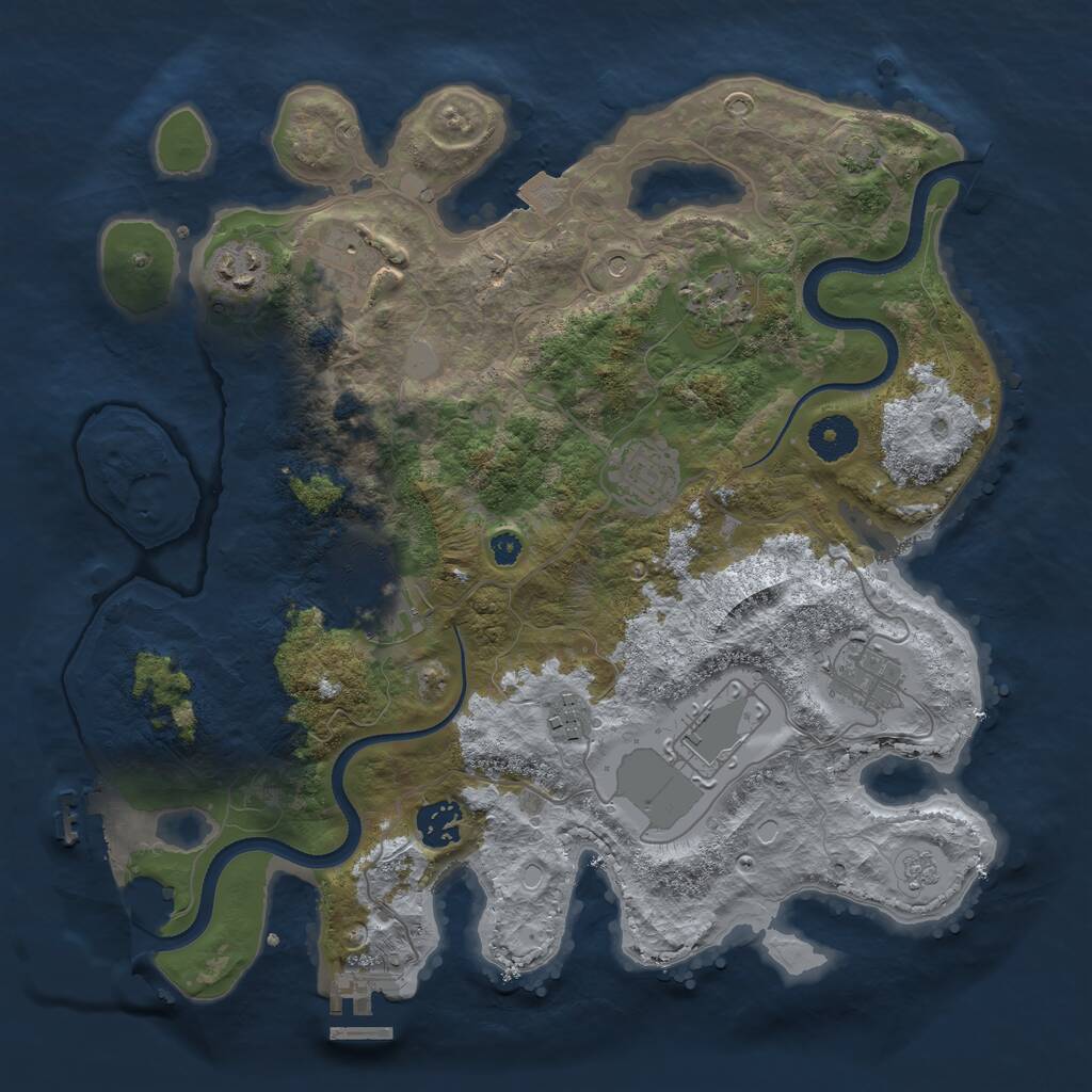 Rust Map: Procedural Map, Size: 3500, Seed: 461355039, 15 Monuments
