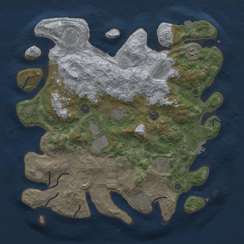 Rust Map: Procedural Map, Size: 4000, Seed: 83404231, 19 Monuments