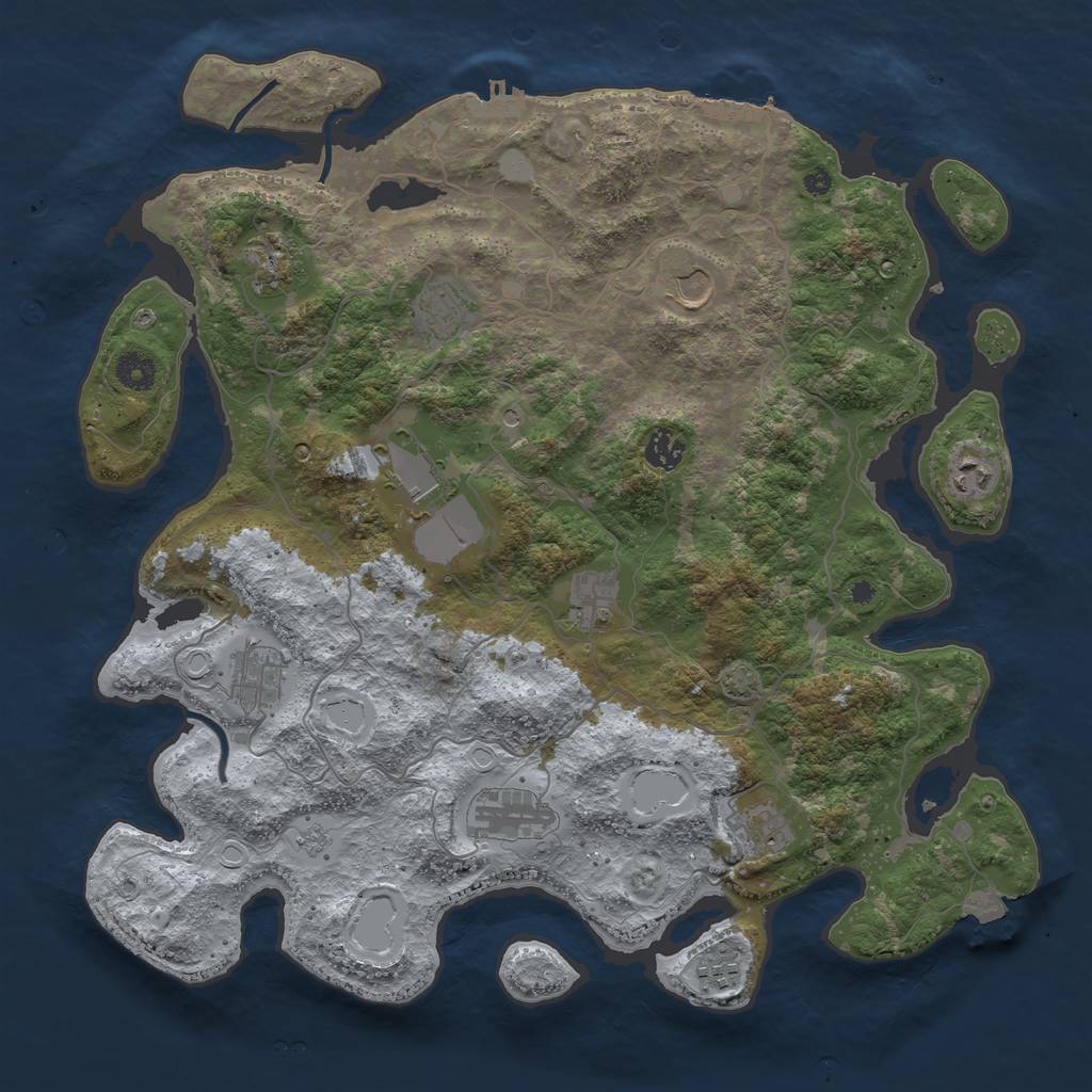 Rust Map: Procedural Map, Size: 4100, Seed: 21956458, 19 Monuments