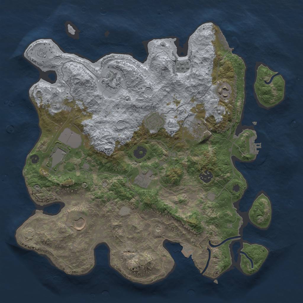 Rust Map: Procedural Map, Size: 3600, Seed: 57375959, 17 Monuments