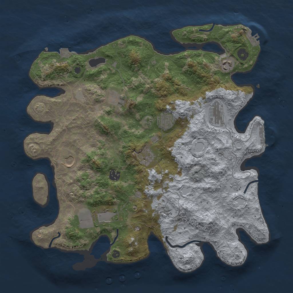 Rust Map: Procedural Map, Size: 3850, Seed: 26122358, 17 Monuments