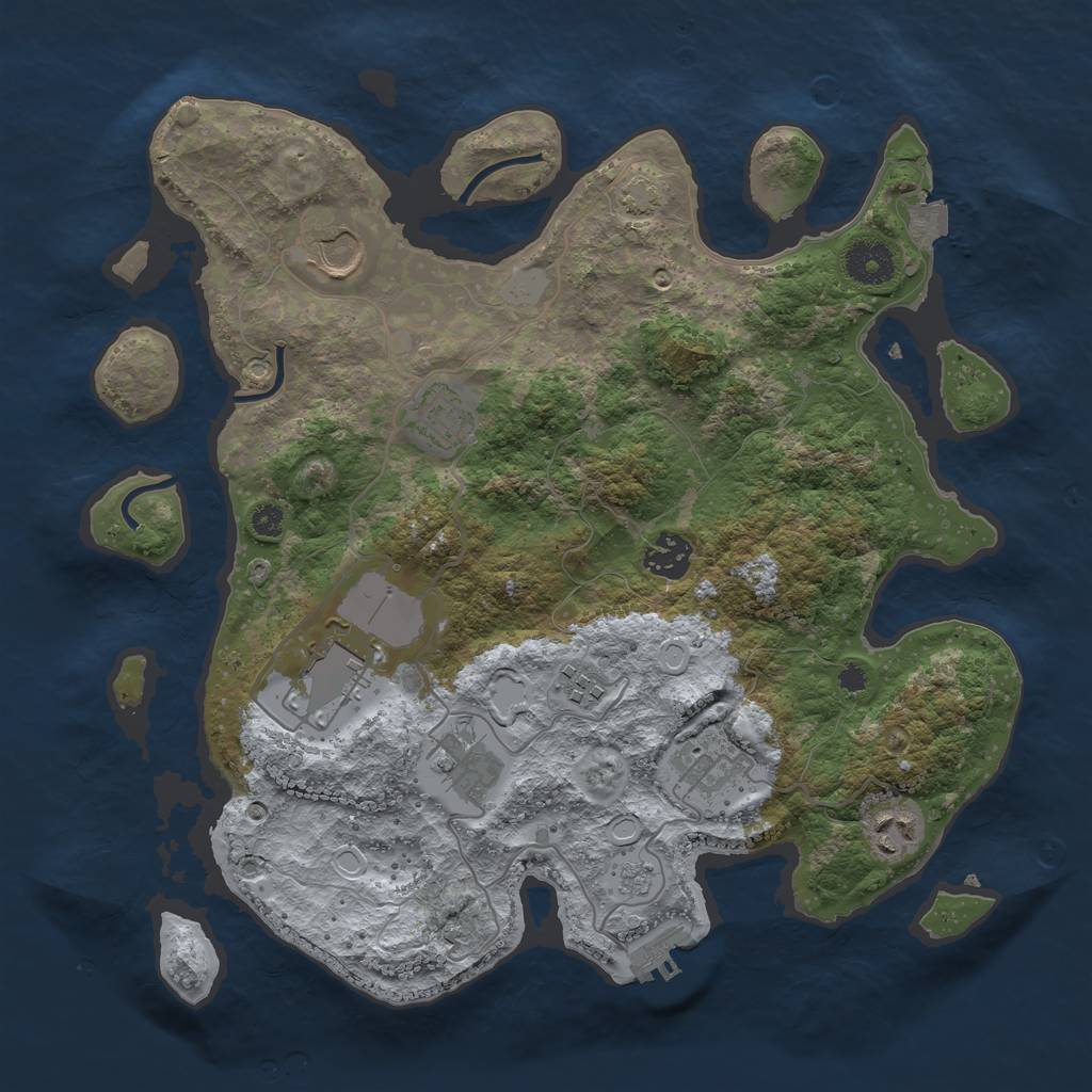 Rust Map: Procedural Map, Size: 3500, Seed: 62674, 14 Monuments