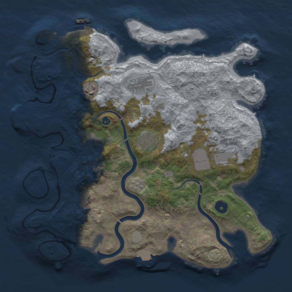 Rust Map: Procedural Map, Size: 3500, Seed: 2130895295, 11 Monuments