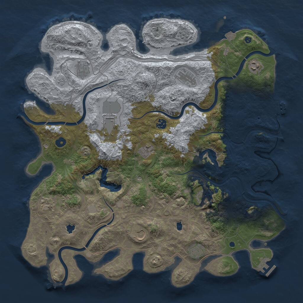 Rust Map: Procedural Map, Size: 4500, Seed: 609144196, 17 Monuments