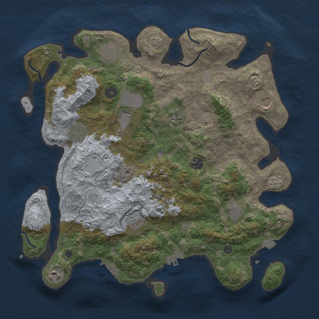 Rust Map: Procedural Map, Size: 3900, Seed: 45026834, 18 Monuments