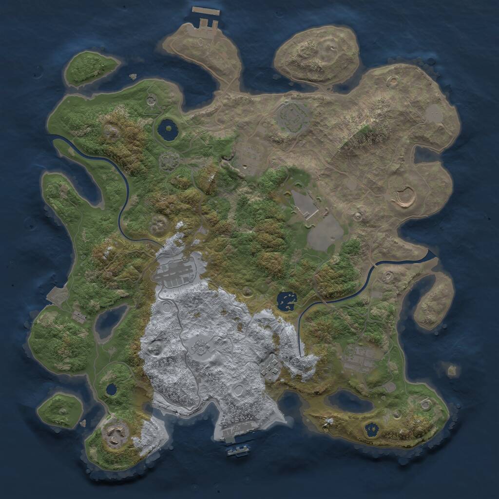 Rust Map: Procedural Map, Size: 3650, Seed: 53150028, 15 Monuments