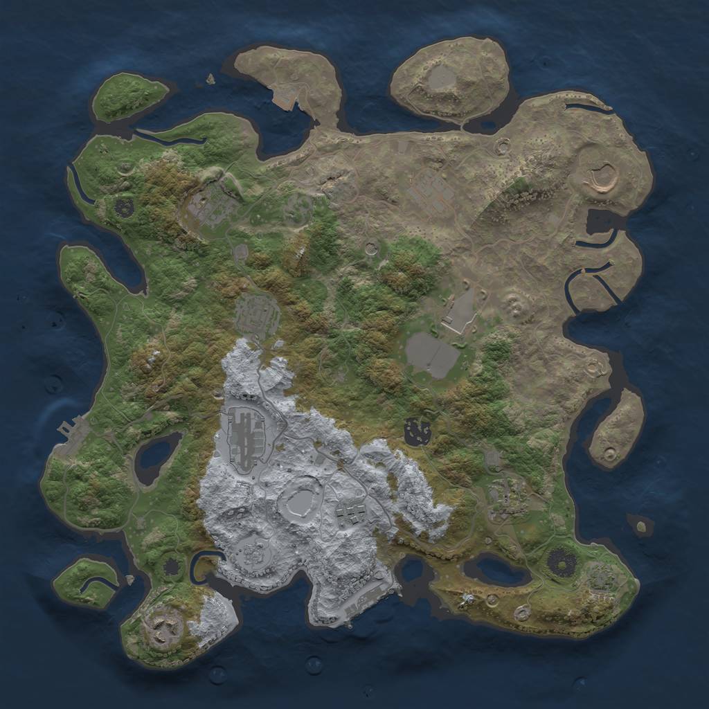 Rust Map: Procedural Map, Size: 3650, Seed: 53150028, 18 Monuments