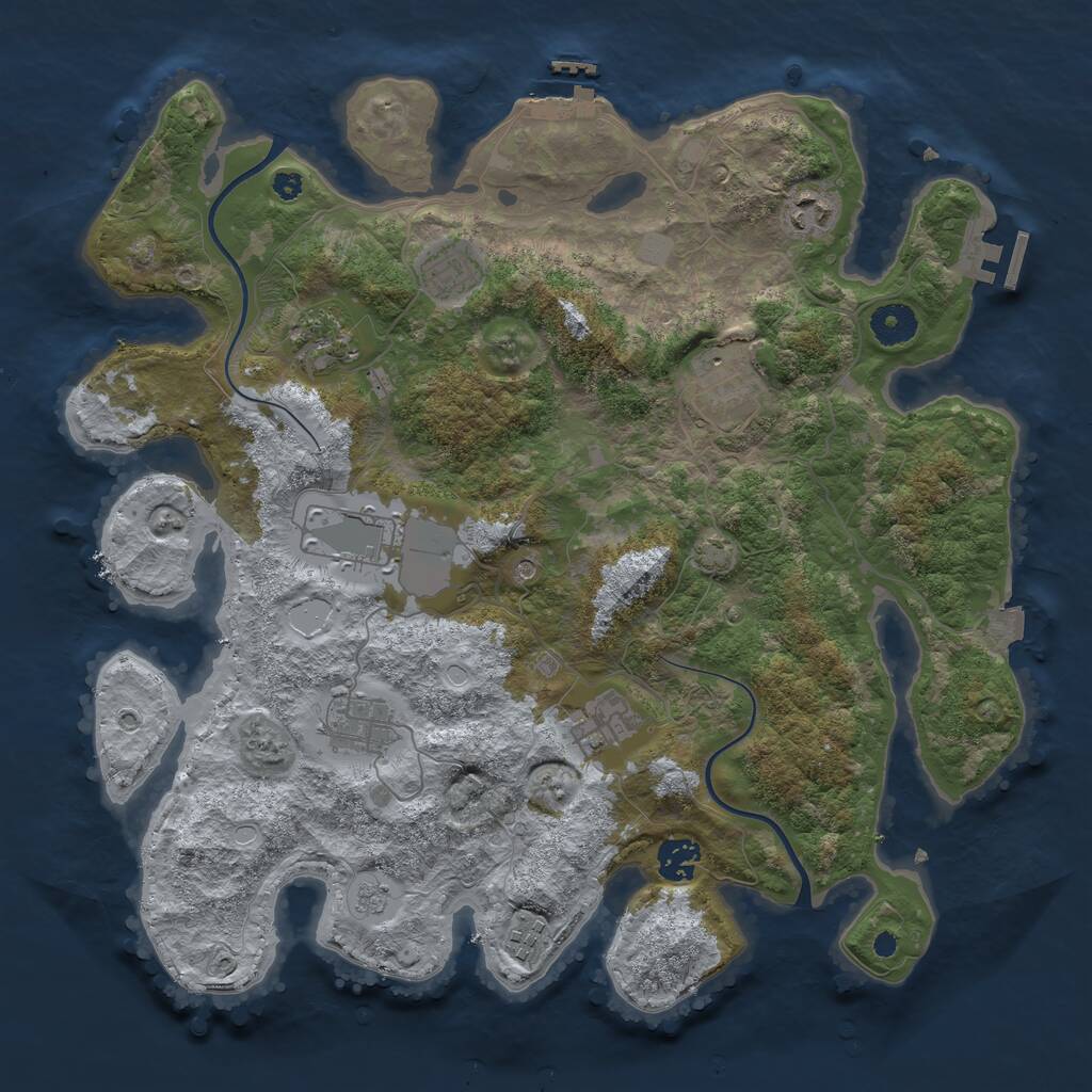 Rust Map: Procedural Map, Size: 3750, Seed: 38869921, 15 Monuments