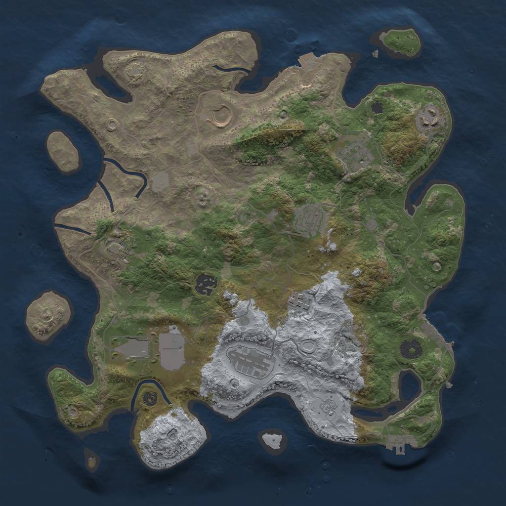 Rust Map: Procedural Map, Size: 3550, Seed: 22105355, 16 Monuments